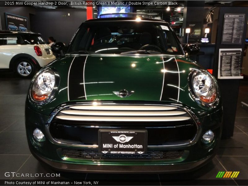 British Racing Green II Metallic / Double Stripe Carbon Black 2015 Mini Cooper Hardtop 2 Door