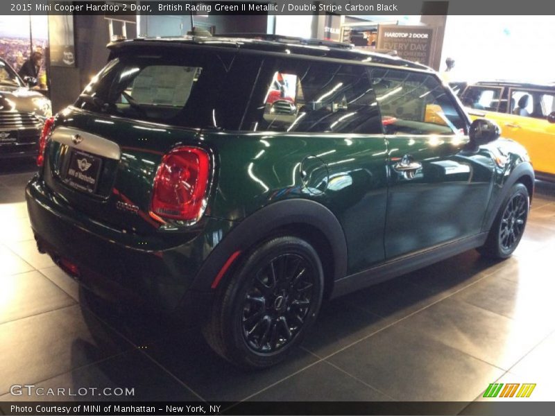 British Racing Green II Metallic / Double Stripe Carbon Black 2015 Mini Cooper Hardtop 2 Door