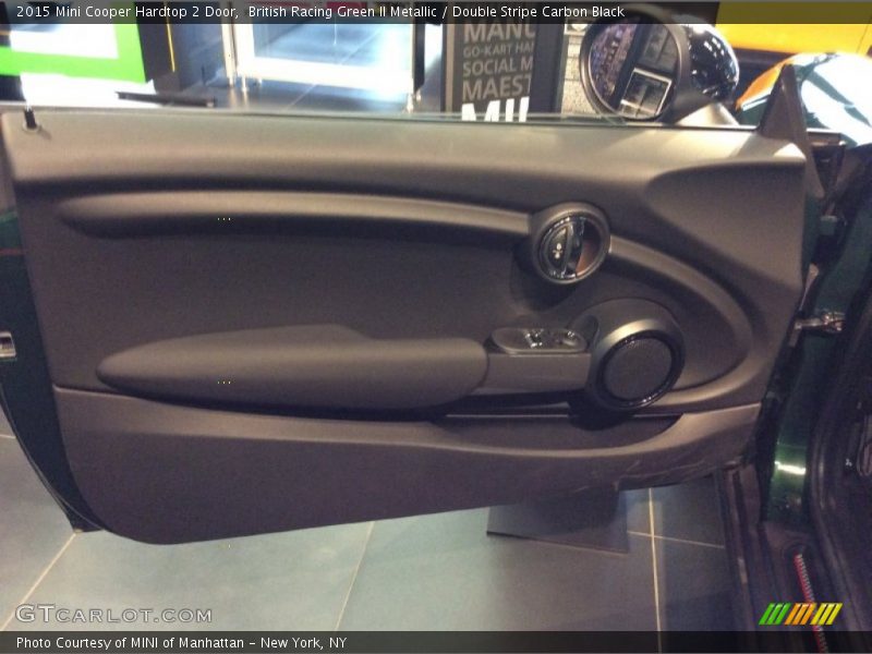 British Racing Green II Metallic / Double Stripe Carbon Black 2015 Mini Cooper Hardtop 2 Door