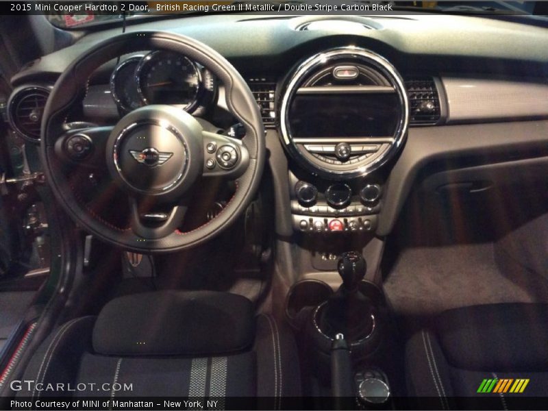 British Racing Green II Metallic / Double Stripe Carbon Black 2015 Mini Cooper Hardtop 2 Door