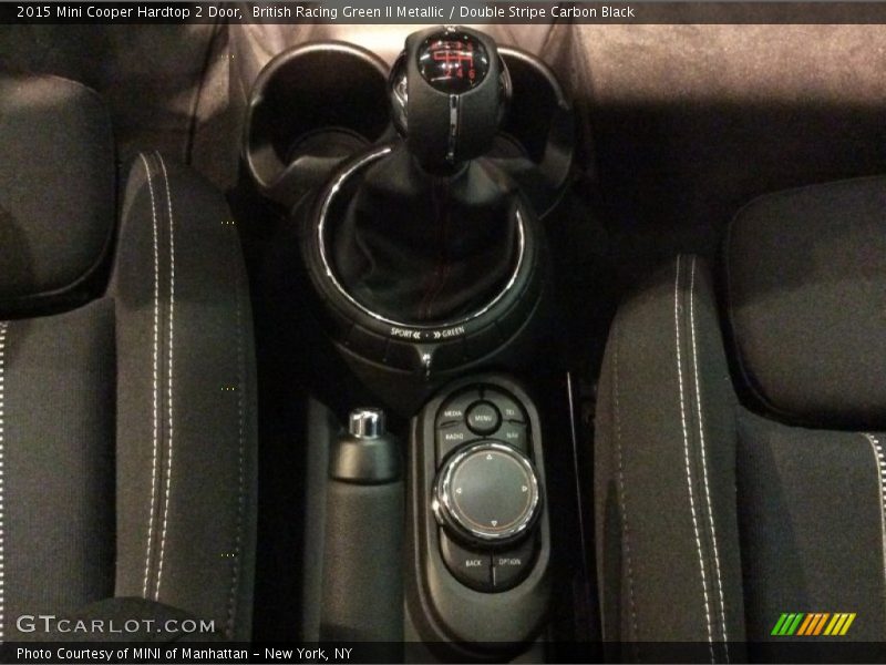 British Racing Green II Metallic / Double Stripe Carbon Black 2015 Mini Cooper Hardtop 2 Door