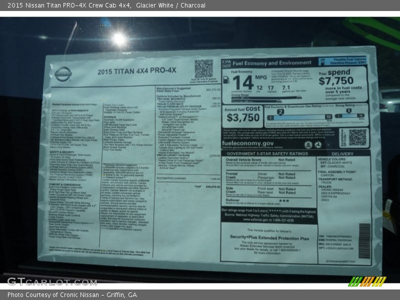  2015 Titan PRO-4X Crew Cab 4x4 Window Sticker