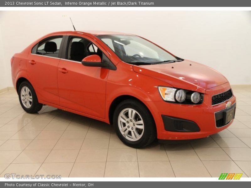 Inferno Orange Metallic / Jet Black/Dark Titanium 2013 Chevrolet Sonic LT Sedan