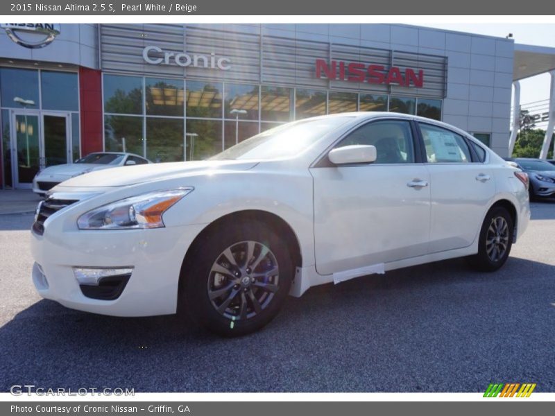 Pearl White / Beige 2015 Nissan Altima 2.5 S