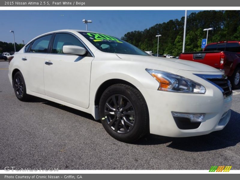 Pearl White / Beige 2015 Nissan Altima 2.5 S