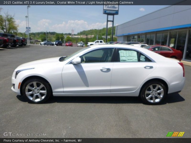 Crystal White Tricoat / Light Neutral/Medium Cashmere 2015 Cadillac ATS 3.6 Luxury Sedan