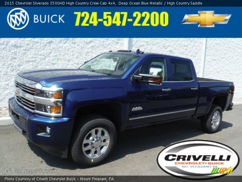 Deep Ocean Blue Metallic / High Country Saddle 2015 Chevrolet Silverado 3500HD High Country Crew Cab 4x4