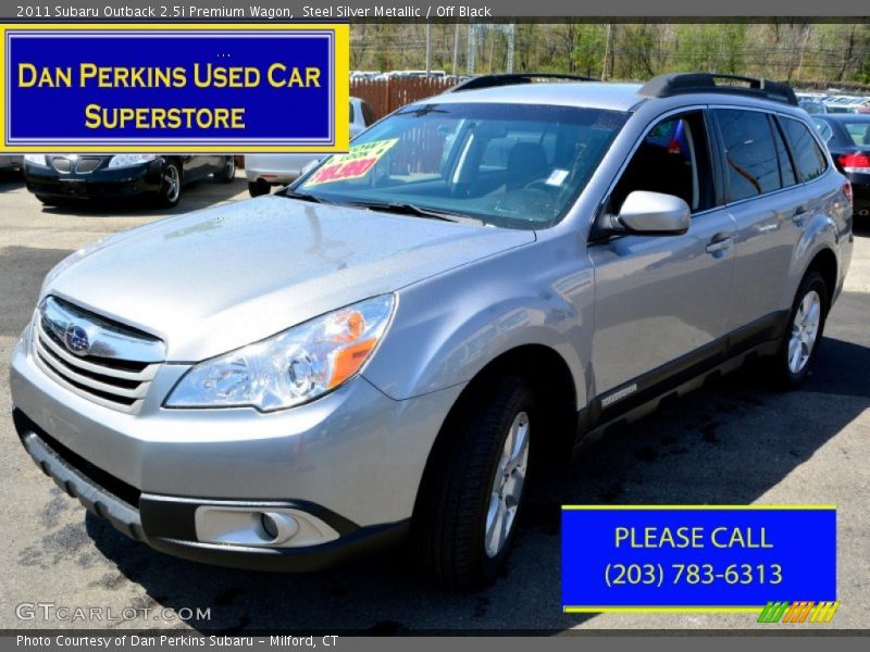 Steel Silver Metallic / Off Black 2011 Subaru Outback 2.5i Premium Wagon