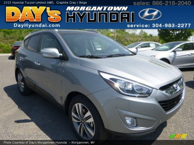 Graphite Gray / Beige 2015 Hyundai Tucson Limited AWD