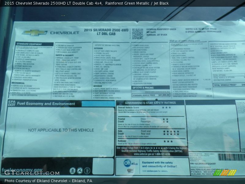 Rainforest Green Metallic / Jet Black 2015 Chevrolet Silverado 2500HD LT Double Cab 4x4