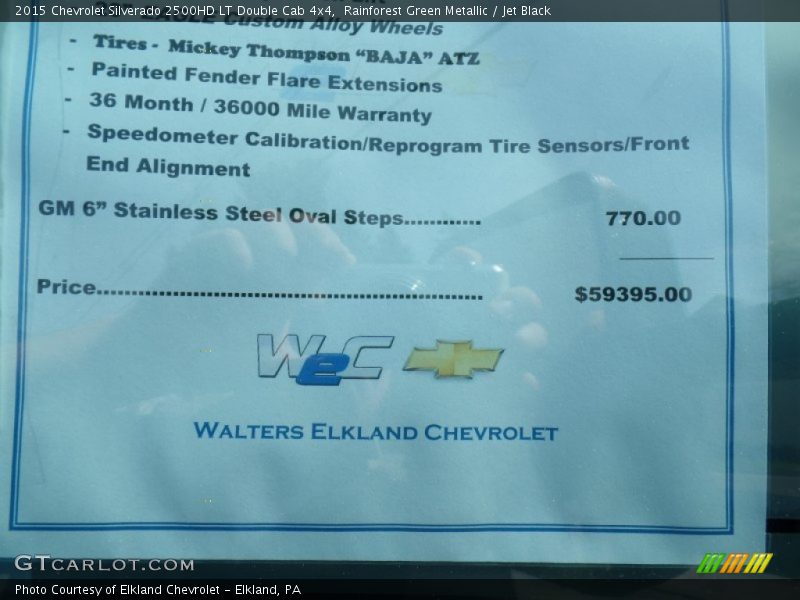 Rainforest Green Metallic / Jet Black 2015 Chevrolet Silverado 2500HD LT Double Cab 4x4