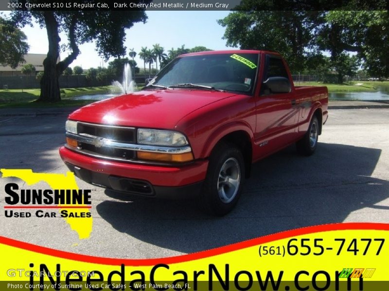 Dark Cherry Red Metallic / Medium Gray 2002 Chevrolet S10 LS Regular Cab
