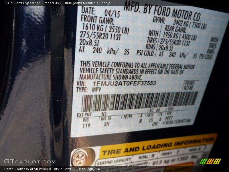 Blue Jeans Metallic / Ebony 2015 Ford Expedition Limited 4x4