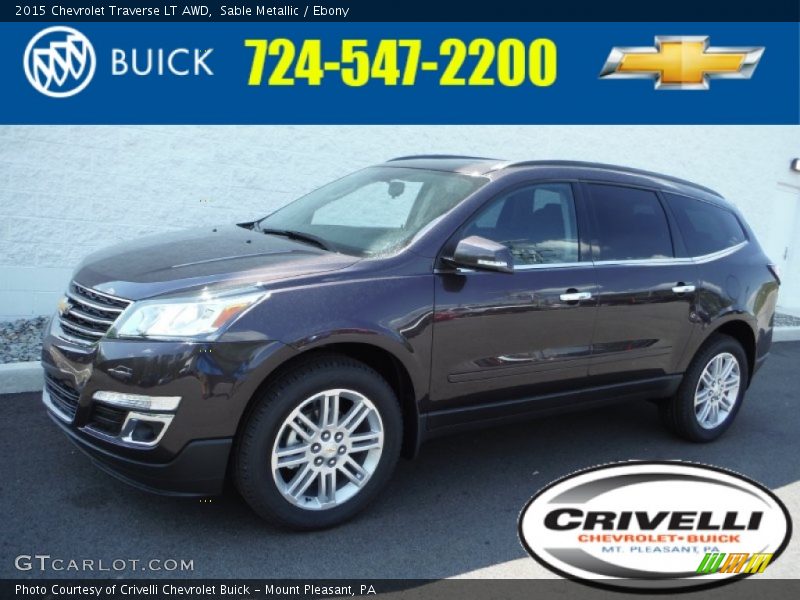 Sable Metallic / Ebony 2015 Chevrolet Traverse LT AWD