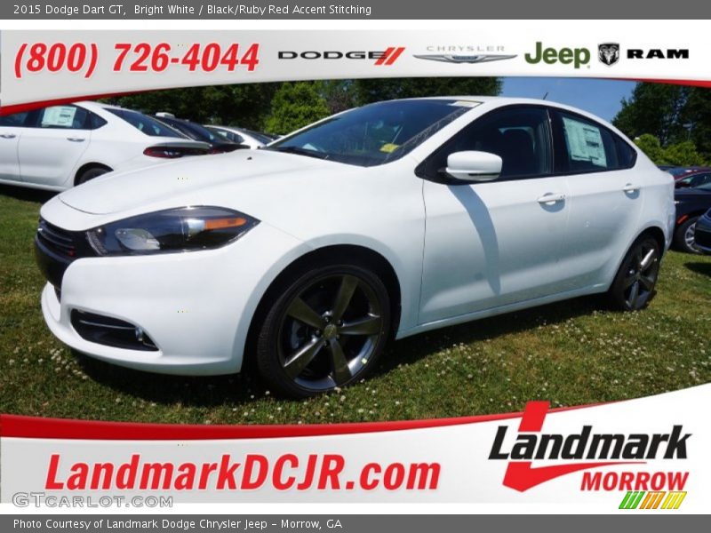 Bright White / Black/Ruby Red Accent Stitching 2015 Dodge Dart GT