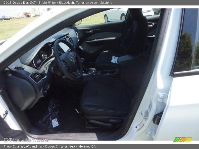Bright White / Black/Light Tungsten Accent Stitching 2015 Dodge Dart SXT