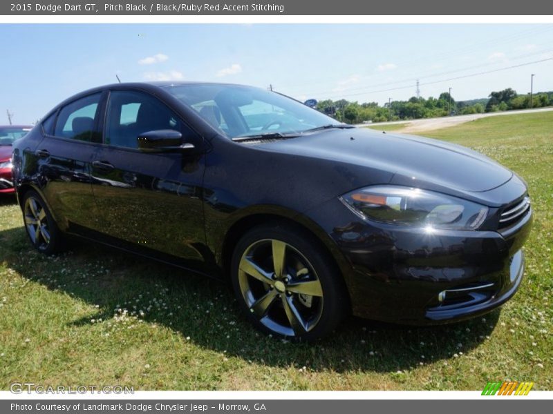 Pitch Black / Black/Ruby Red Accent Stitching 2015 Dodge Dart GT