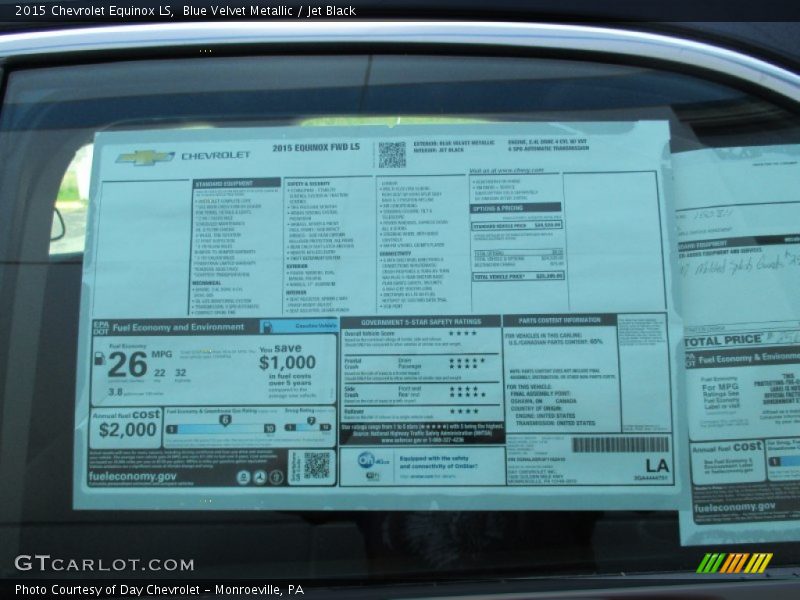 Blue Velvet Metallic / Jet Black 2015 Chevrolet Equinox LS