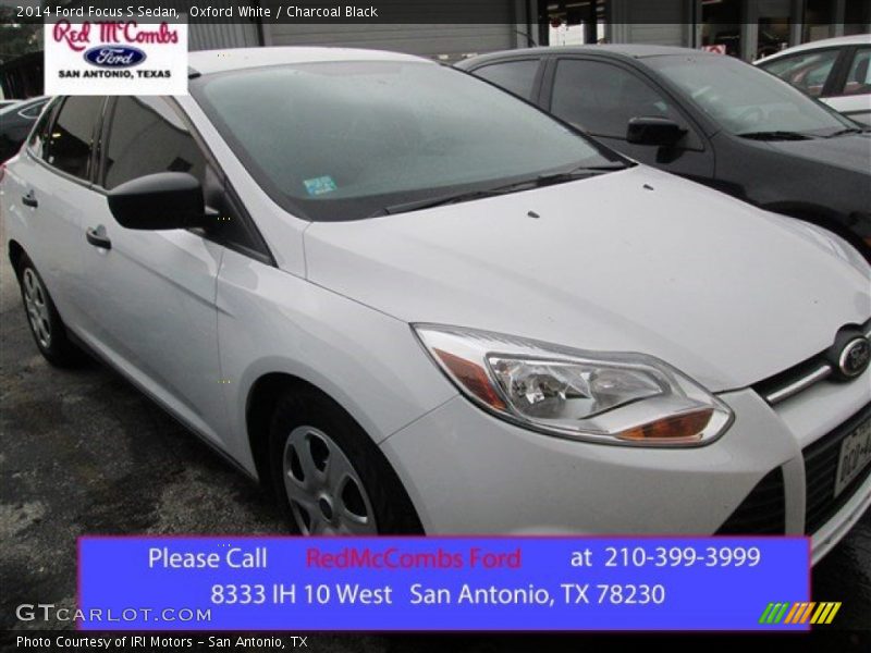 Oxford White / Charcoal Black 2014 Ford Focus S Sedan