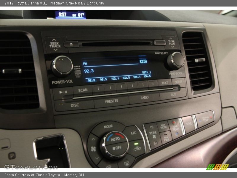 Predawn Gray Mica / Light Gray 2012 Toyota Sienna XLE