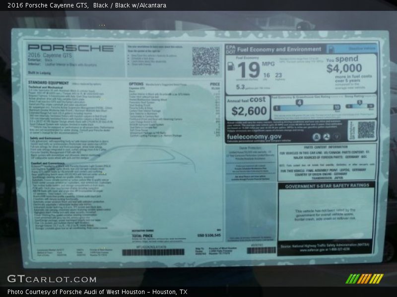 Black / Black w/Alcantara 2016 Porsche Cayenne GTS