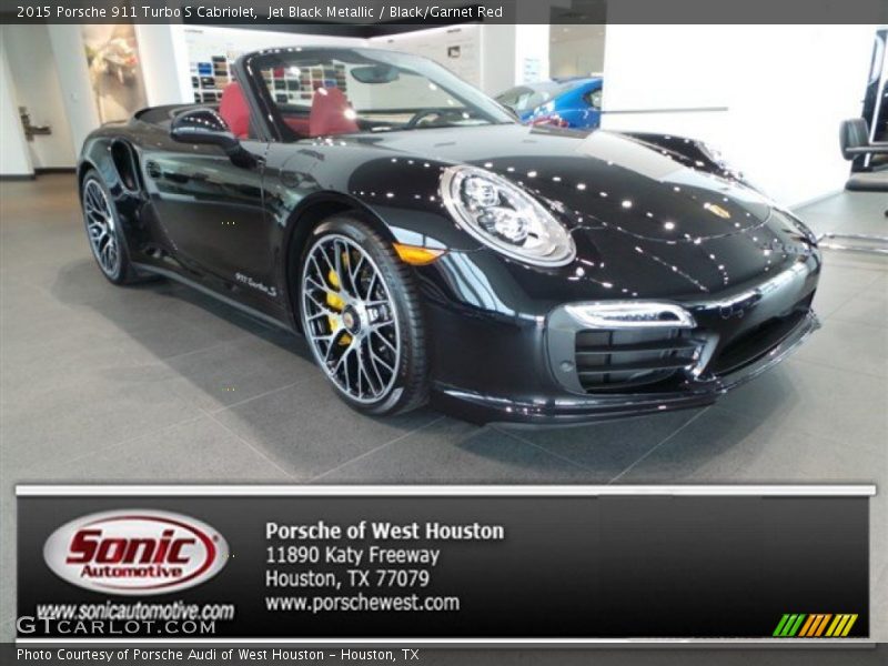 Jet Black Metallic / Black/Garnet Red 2015 Porsche 911 Turbo S Cabriolet
