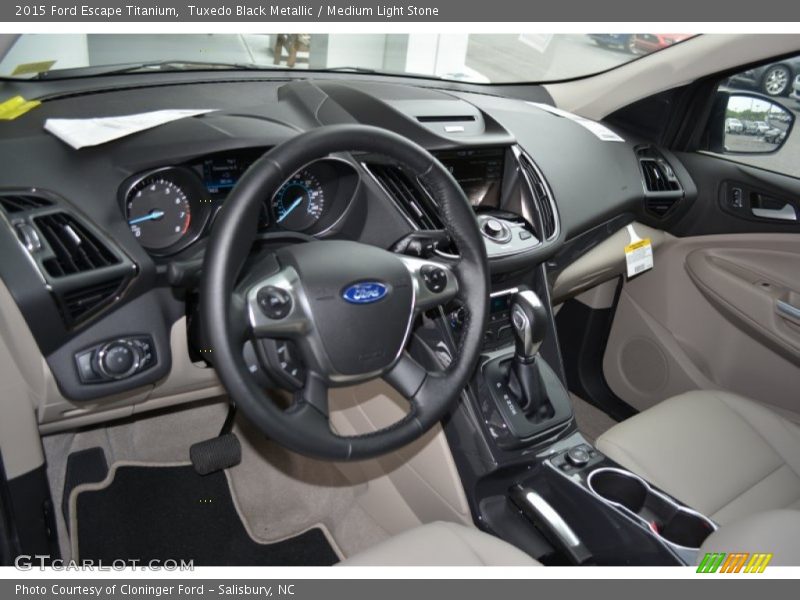 Tuxedo Black Metallic / Medium Light Stone 2015 Ford Escape Titanium