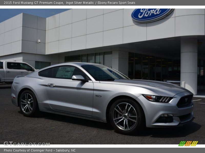Ingot Silver Metallic / Ebony Recaro Sport Seats 2015 Ford Mustang GT Premium Coupe