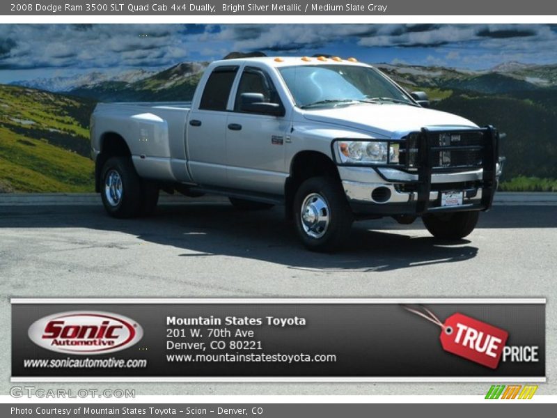 Bright Silver Metallic / Medium Slate Gray 2008 Dodge Ram 3500 SLT Quad Cab 4x4 Dually