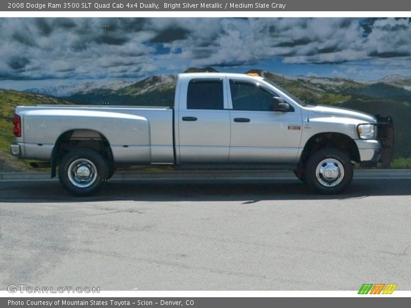 Bright Silver Metallic / Medium Slate Gray 2008 Dodge Ram 3500 SLT Quad Cab 4x4 Dually