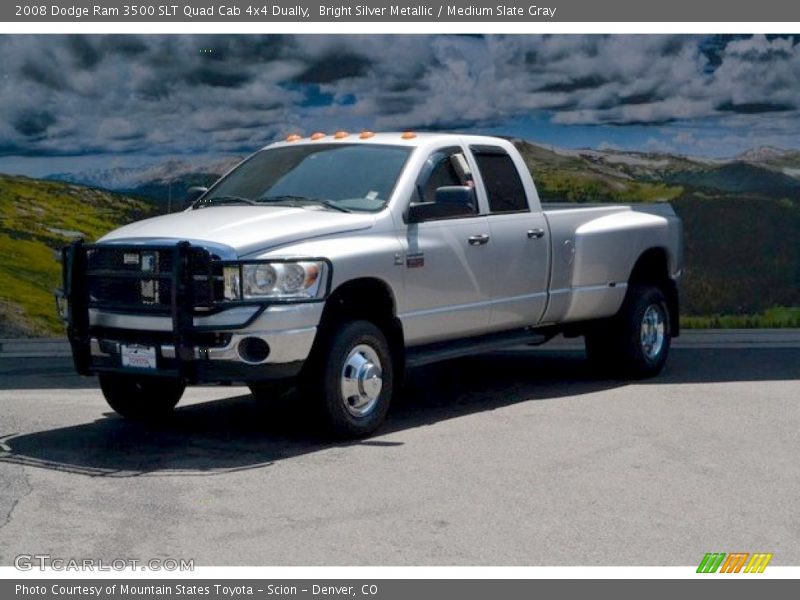 Bright Silver Metallic / Medium Slate Gray 2008 Dodge Ram 3500 SLT Quad Cab 4x4 Dually