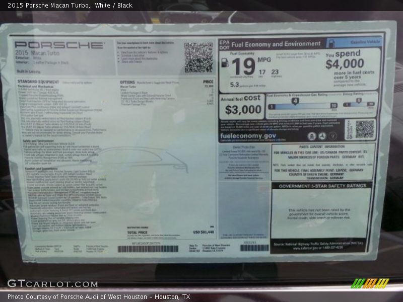 White / Black 2015 Porsche Macan Turbo