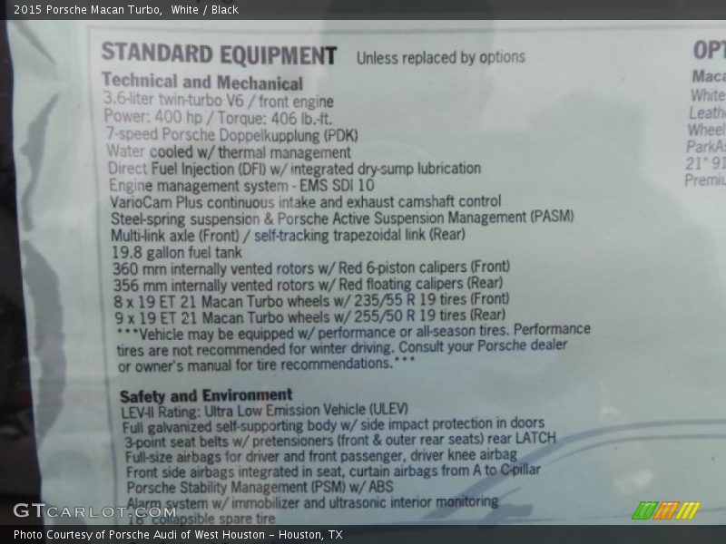 White / Black 2015 Porsche Macan Turbo