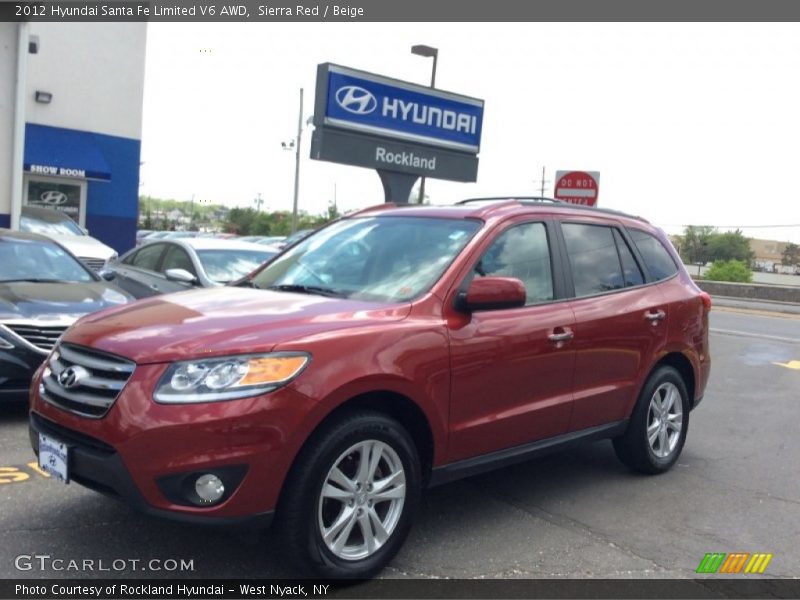 Sierra Red / Beige 2012 Hyundai Santa Fe Limited V6 AWD