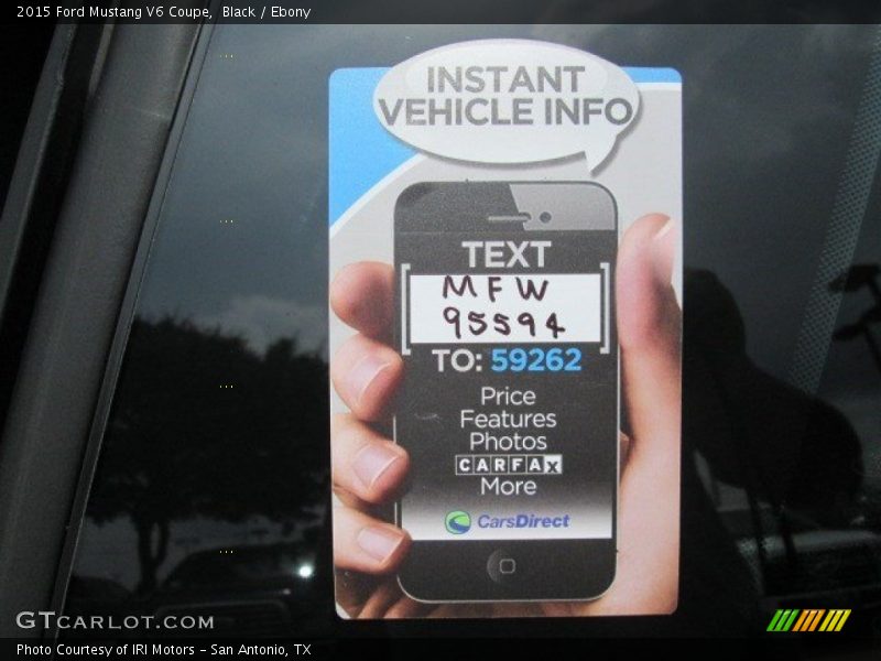 Black / Ebony 2015 Ford Mustang V6 Coupe