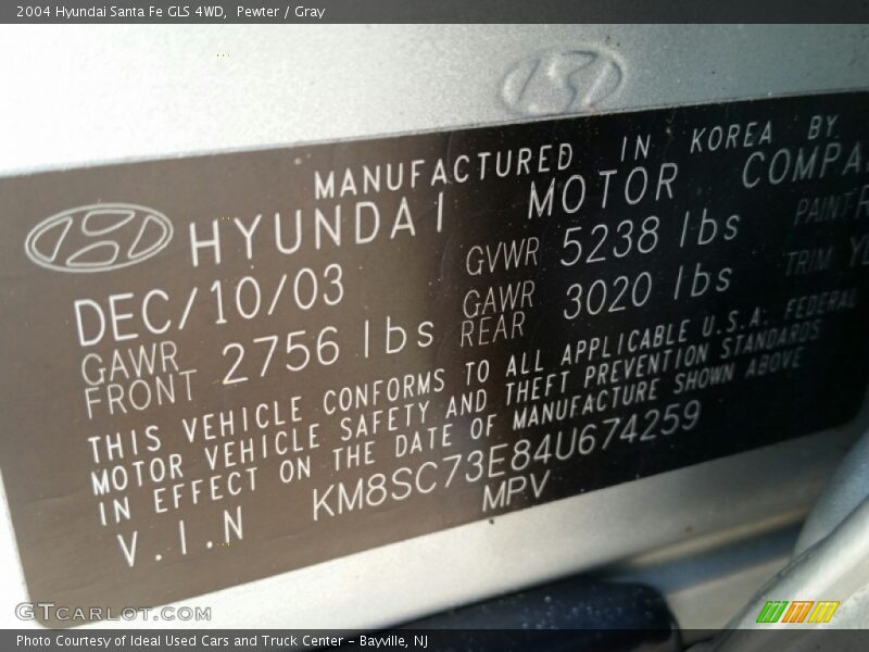 Pewter / Gray 2004 Hyundai Santa Fe GLS 4WD