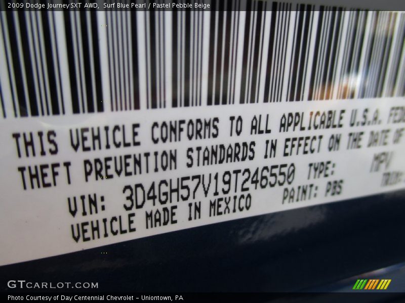 Surf Blue Pearl / Pastel Pebble Beige 2009 Dodge Journey SXT AWD