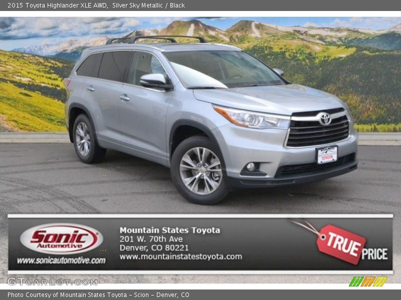 Silver Sky Metallic / Black 2015 Toyota Highlander XLE AWD