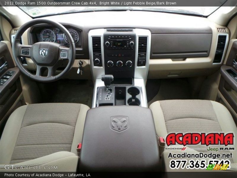 Bright White / Light Pebble Beige/Bark Brown 2012 Dodge Ram 1500 Outdoorsman Crew Cab 4x4