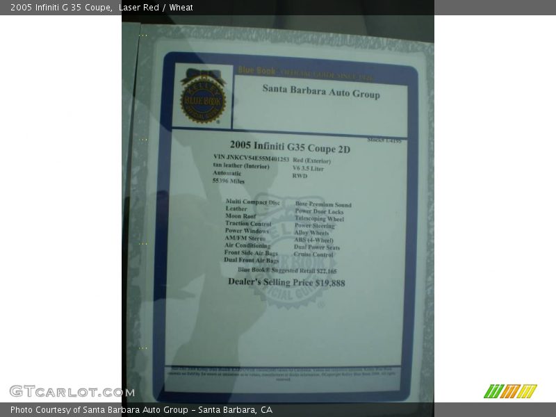 Laser Red / Wheat 2005 Infiniti G 35 Coupe