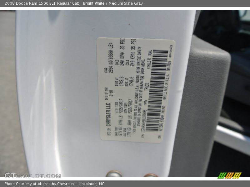 Bright White / Medium Slate Gray 2008 Dodge Ram 1500 SLT Regular Cab