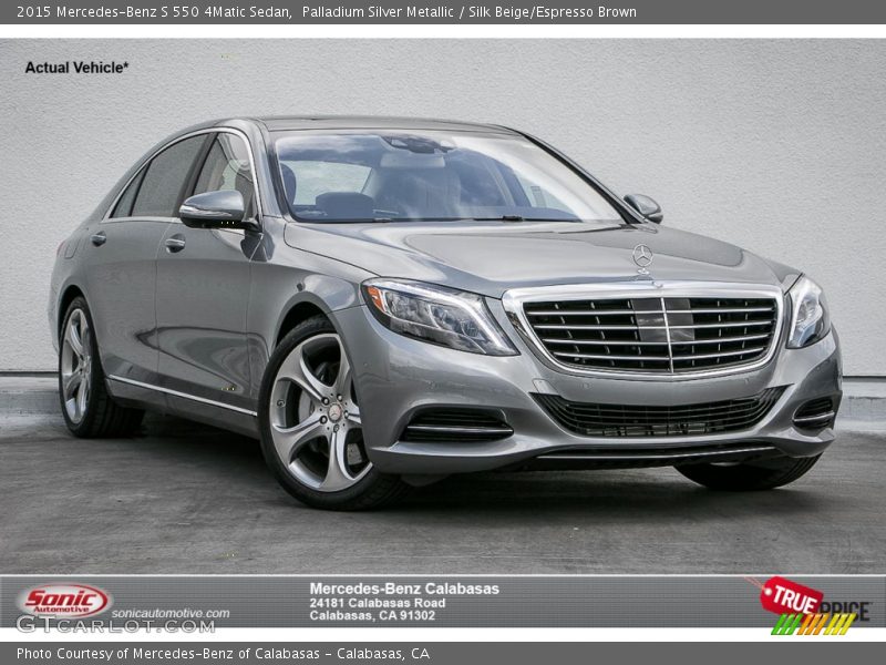 Palladium Silver Metallic / Silk Beige/Espresso Brown 2015 Mercedes-Benz S 550 4Matic Sedan
