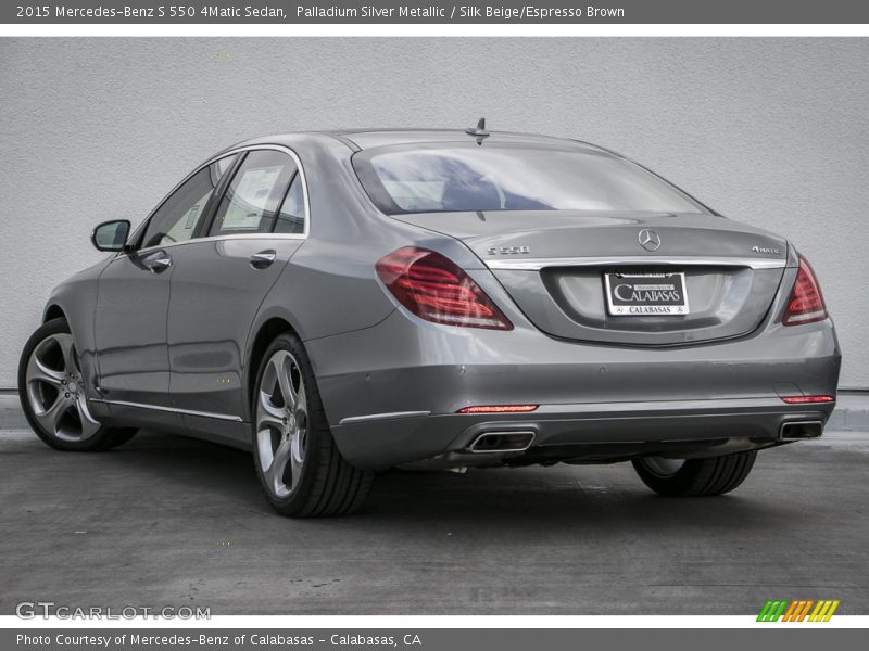 Palladium Silver Metallic / Silk Beige/Espresso Brown 2015 Mercedes-Benz S 550 4Matic Sedan