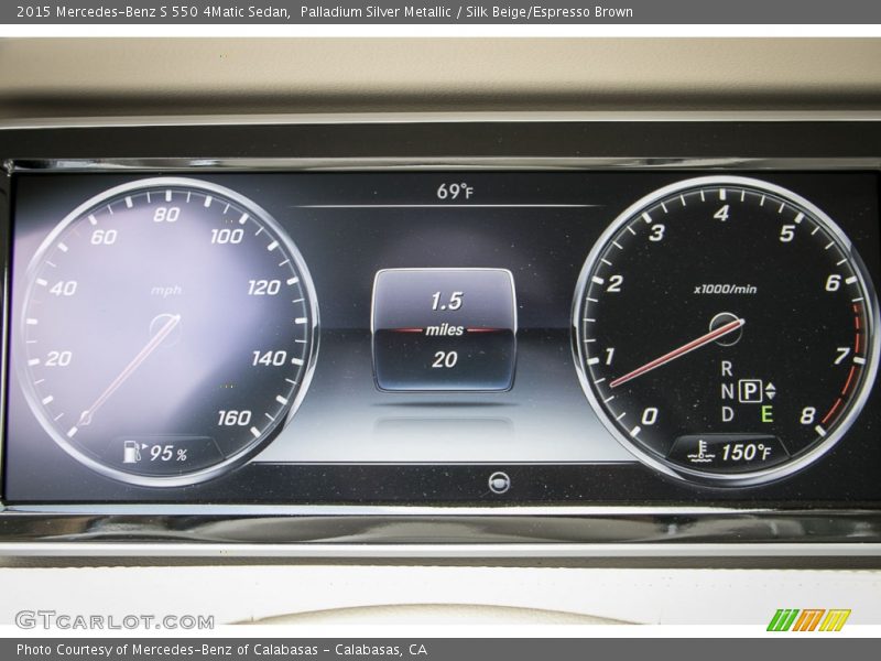 Palladium Silver Metallic / Silk Beige/Espresso Brown 2015 Mercedes-Benz S 550 4Matic Sedan