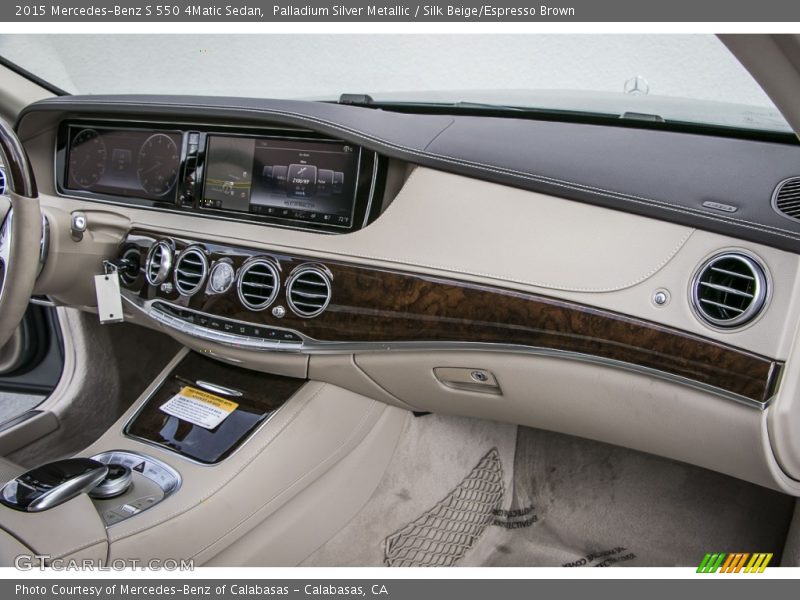 Palladium Silver Metallic / Silk Beige/Espresso Brown 2015 Mercedes-Benz S 550 4Matic Sedan