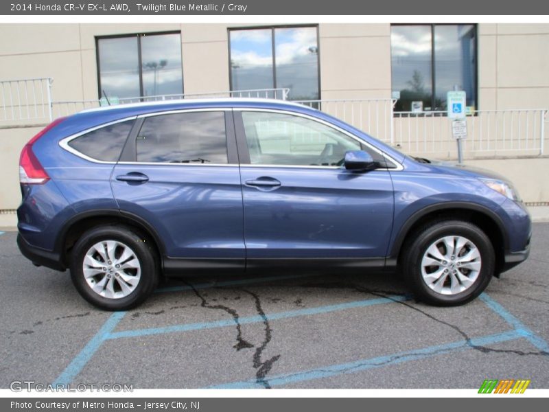 Twilight Blue Metallic / Gray 2014 Honda CR-V EX-L AWD
