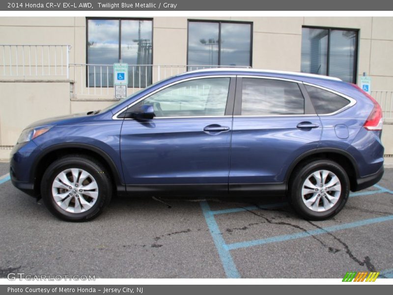 Twilight Blue Metallic / Gray 2014 Honda CR-V EX-L AWD