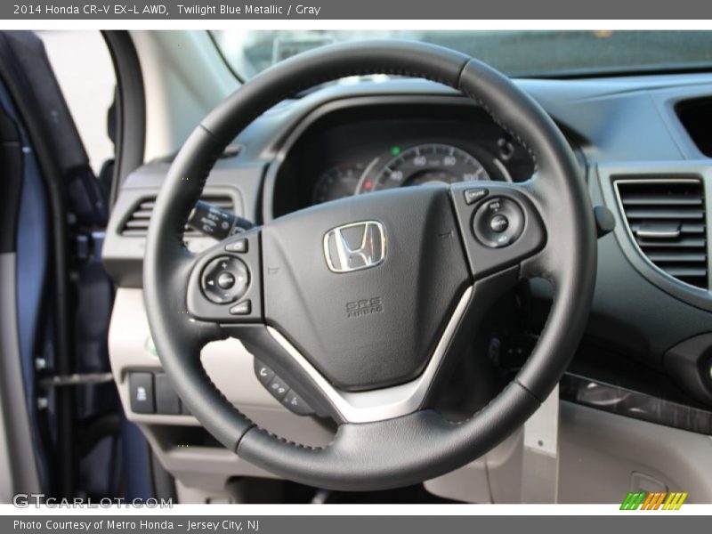 Twilight Blue Metallic / Gray 2014 Honda CR-V EX-L AWD