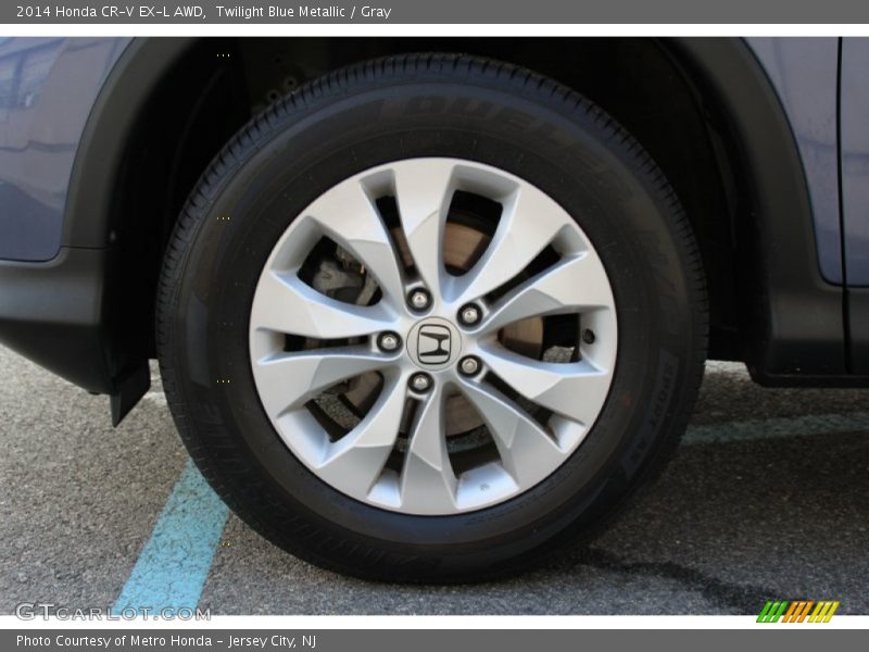 Twilight Blue Metallic / Gray 2014 Honda CR-V EX-L AWD