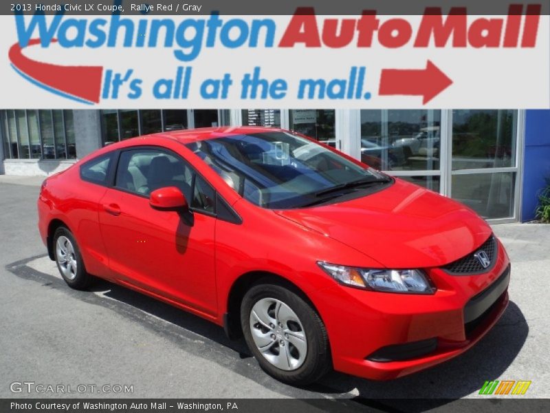 Rallye Red / Gray 2013 Honda Civic LX Coupe